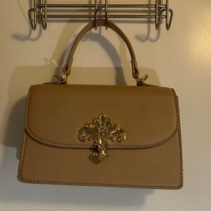 Rose Colored Handbag with Gold Accent